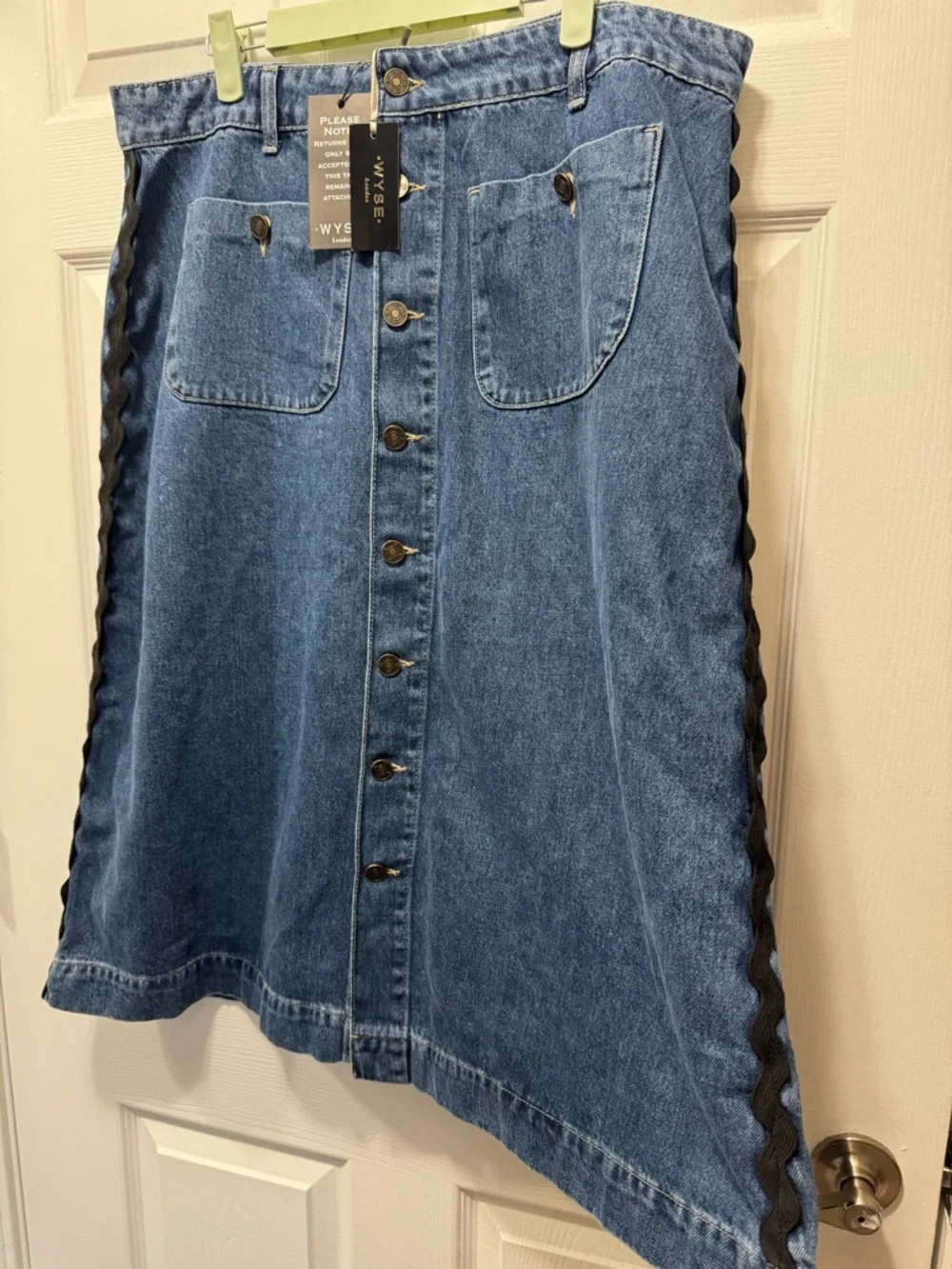 NWT WYSE London Ric Rac Denim Skirt Midi Size 33